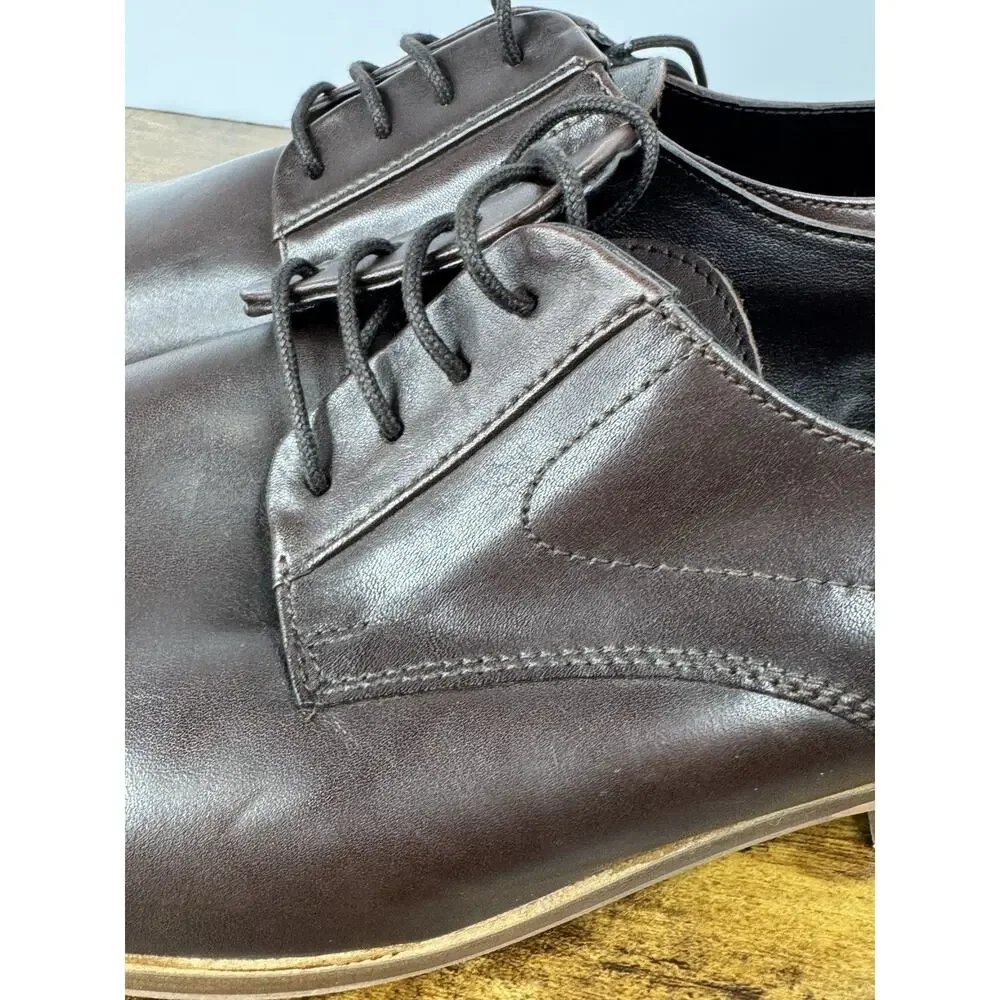 ASOS Design Men’s 11 Dark Brown Leather Derby Dress Shoes UK 10 EU 44